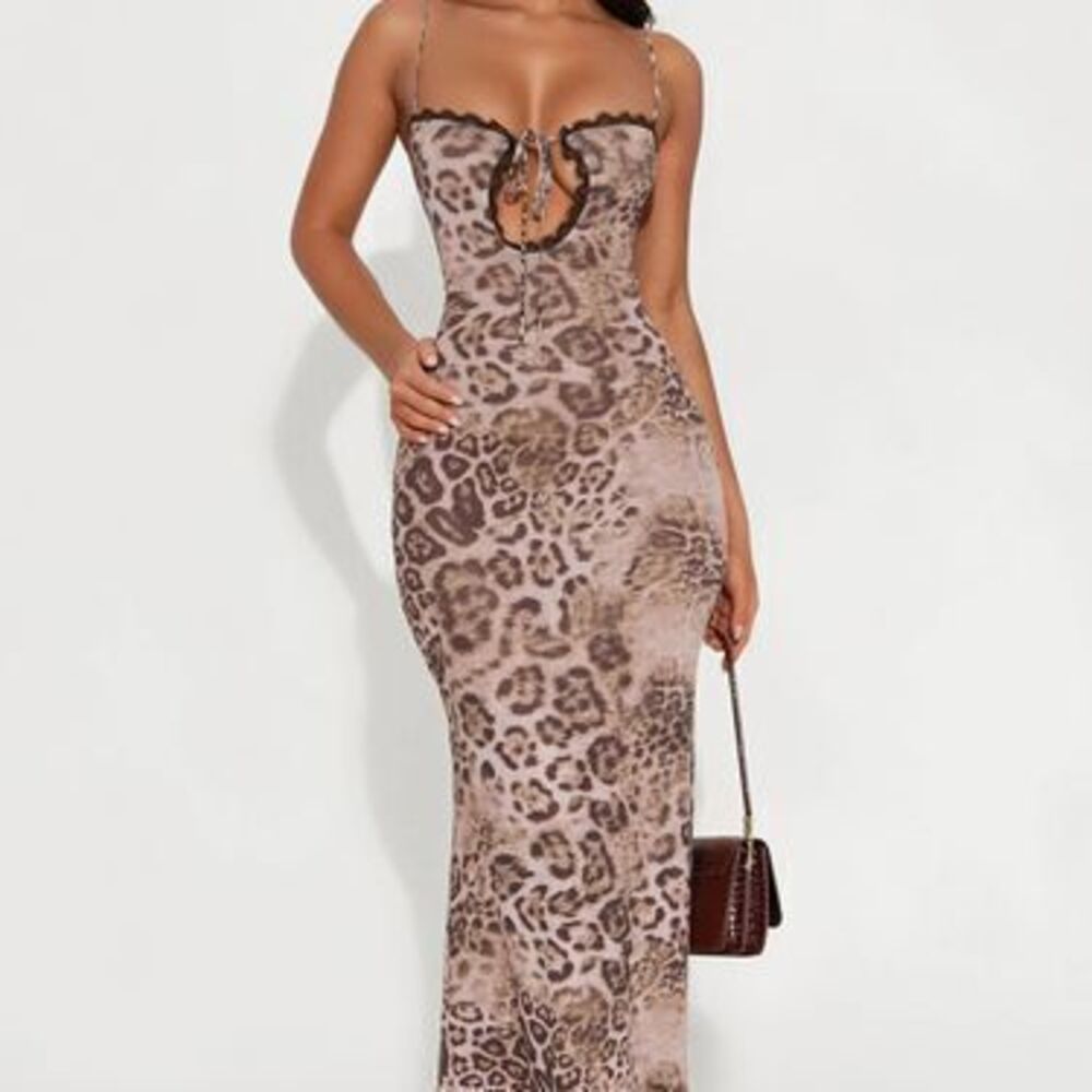 Chloe Mesh Leopard Maxi Dress - Leopard - S